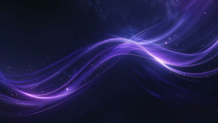 Obraz premium A cosmic abstract background with flowing, curved streaks of glowing deep indigo and violet light against a deep dark space backdrop. T
