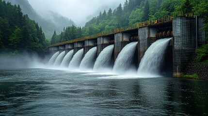 Hydroelectric Dam releasing water