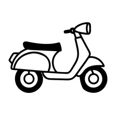 Scooter icon in black and white with retro design