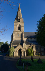 Fototapeta premium Side entrance to Christ Church in Swindon, UK. Sunny morning in the winter.