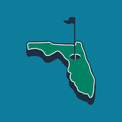 Vector logo of Florida State Golf Club, USA. Golf course state map