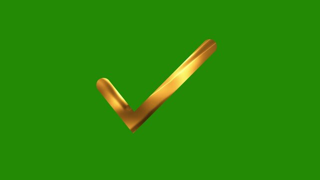 Golden Checkmark or true icon animation on Green screen Background &ndash; Success, Approval, Verified, Correct Symbol icon 4k animation
