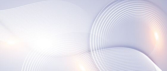 Naklejka premium Abstract Light Blue Background with Circular Lines and Soft Glow Effects. Vector