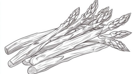 Detailed Asparagus Illustration: A Fresh Spring Vegetable Sketch