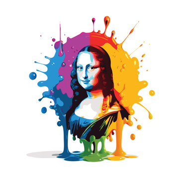   girl with fan monalisa vector 