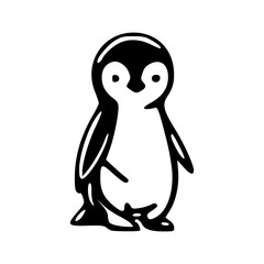 Fototapeta premium Penguin Minimalist Black and White Line Art Vector