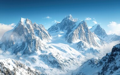 Obraz premium Of the spectacular views of the Alps with deep blue skies, snowy peaks, and lush valleys below