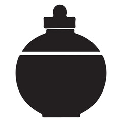 Elegant Round Bottle or Jar Vector Silhouette Illustration