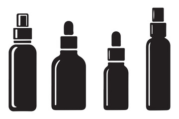 Set of Essential Oil Bottles Vector for Aromatherapy and Skincare