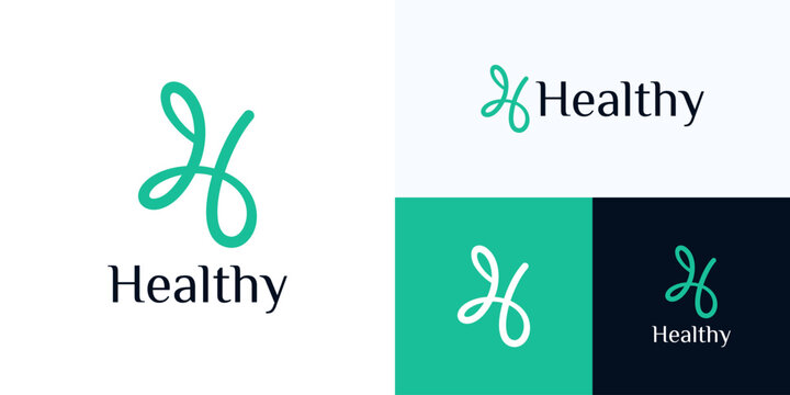 Letter H health logo icon design, Initial letter H for medical, health wellness, growth, herbal. Symbol vector letter H with style simple, modern, looping for brand identity business logo elements