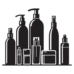 Cosmetic Bottles and Jars Beauty Product Collection Illustration