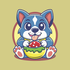 Illustrative Vector of a Dog Munching on Food