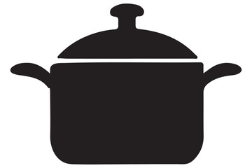 Cooking Pot with Lid Silhouette Drawing for Recipes Illustration