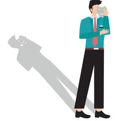 Fake businessman wearing mask concept. Flat vector illustration stock illustration