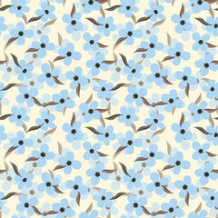 Seamless floral pattern based on traditional folk art ornaments. Colorful flowers on color background. Scandinavian style. Sweden nordic style. Vector illustration. Simple minimalistic pattern.
