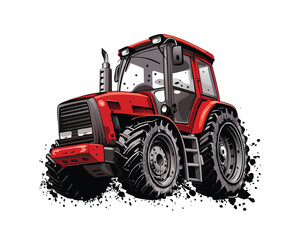 red tractor isolated vector