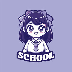 Uniformed Female Students Return to School with Books and Backpacks