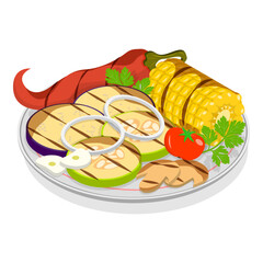 3D Isometric Flat Vector Set of Vegetarian Dishes, Fresh, Natural and Healthy Food. Item 1