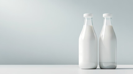 An elegant and practical milk bottle made of translucent plastic showcasing its simplicity and functionality in a clean environment. Translucent Caps. Illustration