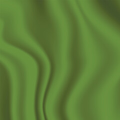Silk green background. Abstract vector pattern with copy space. Liquid wave texture, smooth drapery wallpaper. Wedding fabric, satin. Wavy design for banner, card, postcard, backdrop.