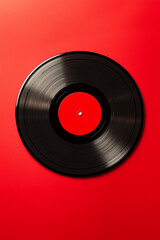 Obraz premium Vintage vinyl record on a solid red background