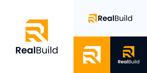 Letter R logo design for business, Initial R usable for real estate architectural, Architect house repair, Architecture construction, Architect house, Home building Logo Design, Interior furniture.