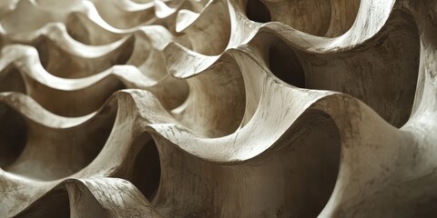 Abstract architectural design showcasing repetitive wave like structural patterns