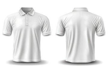White polo shirt front and back isolated on white