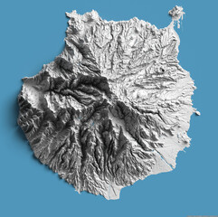 Mapa Relieve de Gran Canarias en España © Odisdca