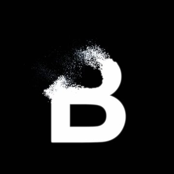 Dissolving Letter, Letter B dissolving into particles, disintegration effect