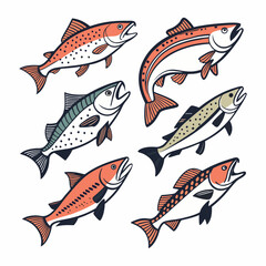 Fish colorful illustration bundle vector design