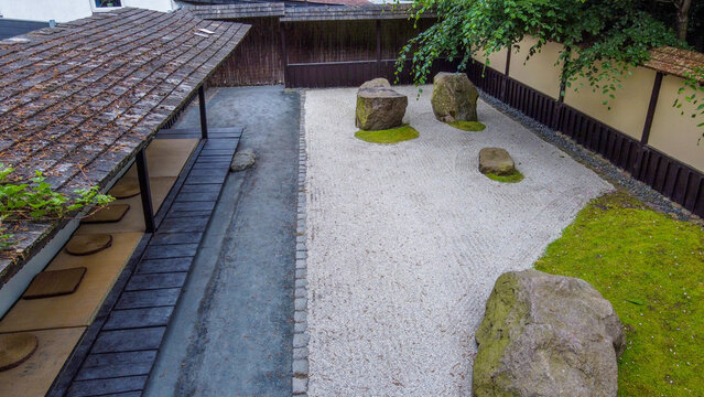 Japanese rock garden next to nexto Voistrup village in Odense district of Denmark