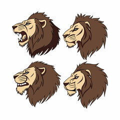 Lion face colorful illustration bundle vector design
