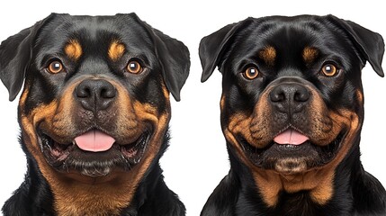 Obraz premium Smiling Rottweilers Portraits on White Background