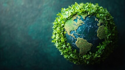 Fototapeta premium A conceptual globe made of green leaves and vines, symbolizing a sustainable planet 