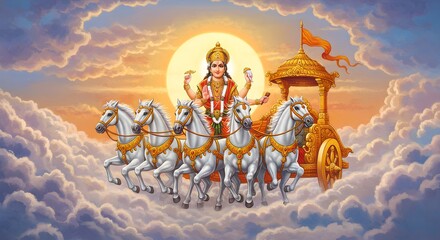 Lord Surya Riding the Celestial Chariot