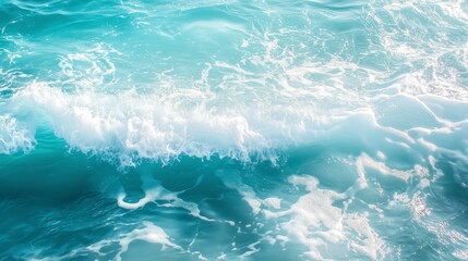 Obraz premium Crystal clear turquoise ocean waves with soft sunlight reflections, serene and minimal summer water texture for refreshing backgrounds