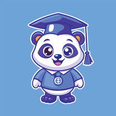 Congratulatory Panda Graduation Mascot Logo for Education and Achievement
