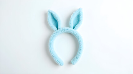 Blue Fluffy Bunny Ears Headband - Soft Easter Costume Accessory on White Background