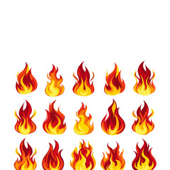 Fire flames icon set Vector