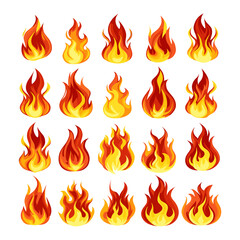 Fire flames icon set Vector