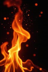 Fototapeta premium Glowing embers, intricate fiery patterns on black backdrop , nature, isolated, close-up