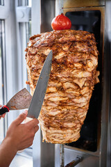 Rotating Spit of Juicy Shawarma Meat