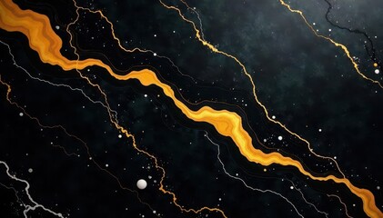 Sleek black marble, vibrant yellow veins, luxurious texture, material, modern, tile