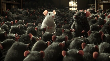 Obraz premium A gathering of mice in a room with some turned to the side and others facing away from the camera