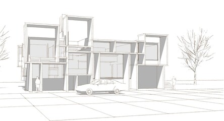 abstract architecture house 3d illustration