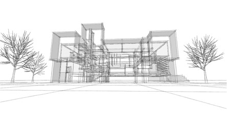 abstract architecture house 3d illustration