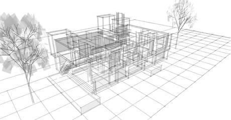 abstract architecture house 3d illustration