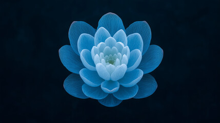 Vibrant Blue Lotus Flower on Dark Background