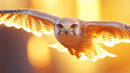 Majestic Hawk in Flight at Golden Sunset